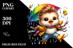 Watercolor Vibrant Chicken Jumping PNG Product Image 2