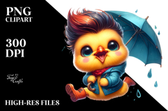 Cute Baby Chicken Excited Raincoat Umbrella PNG Product Image 2