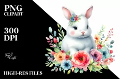 Colorful Watercolor Baby Rabbit Floral | Sublimation | Product Image 3