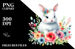 Colorful Watercolor Baby Rabbit Floral | Sublimation | Product Image 2