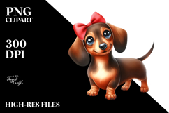 Watercolor Dachshund Big Eyes Happy PNG Product Image 2