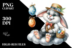 Goofy Bunny with Sunglasses on Cloud PNG Product Image 2