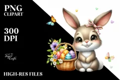 Easter Bunny Egg Flower, Clipart |T-shirt, Mug PNG Product Image 7