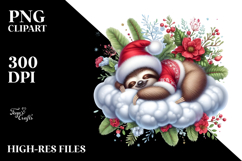 Baby Sloth Dressed for Christmass Clipart Product Image 2