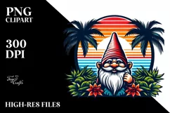 Vibrant Retro Gnome Sunset | Sublimation | Clipart Product Image 1