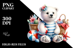 Baby Polar Bear in Beachwear, Colorful PNG Product Image 2