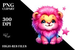 Watercolor Cute Baby Lion with Star PNG Product Image 2