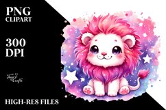 Watercolor Cute Baby Lion with Star PNG Product Image 2