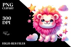 Watercolor Cute Baby Lion with Star PNG Product Image 2