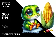 Cute Baby Frog Corncob | Sublimation | Clipart Product Image 1