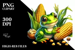 Cute Baby Frog Corncob | Sublimation | Clipart Product Image 1