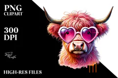Highland Cow with Sunglasses PNG Product Image 2