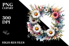 Abstract Dasy Whreath | Sublimation | Clipart Product Image 1