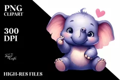 Vibrant Elephant Portrait Love Sign Clipart Product Image 3