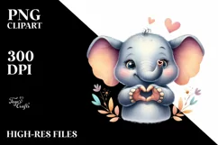 Vibrant Elephant Portrait Love Sign Clipart Product Image 1