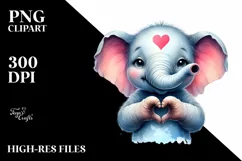 Vibrant Elephant Portrait Love Sign Clipart Product Image 3