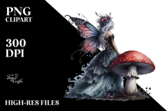 Gothic Fairy on a Mushroom Creative View from Back Product Image 2