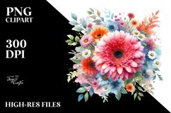 Colorfull Gerbera Watercolor Clipart Product Image 3