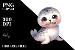 Cute Baby Seal with Big Eyes PNG Product Image 2