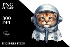 Energic Baby Lion with Astronaut Helmet PNG Product Image 2