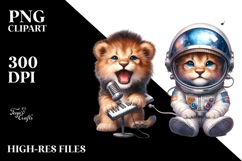Energic Baby Lion with Astronaut Helmet PNG Product Image 2