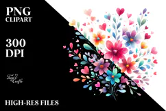 Colorful Simple Flower with Heart Petals PNG Product Image 2