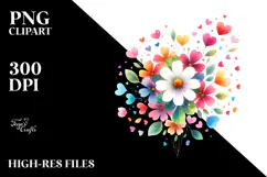 Simple Flower with Heart Petals PNG Product Image 2