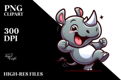 Cute Cartoon Rhino, Transparent PNG Product Image 2