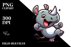 Cute Cartoon Rhino, Transparent PNG Product Image 2