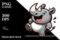 Excited Cartoon Rhino Dancing, Vector PNG Product Image 2