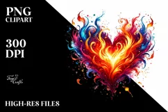 Fire Heart Warm Blazing Hot Watercolor Product Image 2