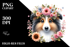 Funny Baby Collie with Flower Haircut | Sublimation Clipart Product Image 2