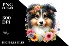 Funny Baby Collie with Flower Haircut | Sublimation Clipart Product Image 2