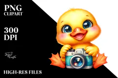 Cute Baby Duck with Camera, High-Quality PNG Product Image 2