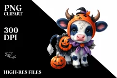Watercolor Baby Cow Dressed for Halloween | Product Image 3