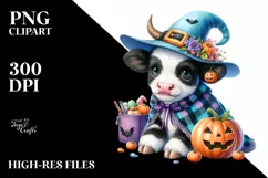 Watercolor Baby Cow Dressed for Halloween | Product Image 3
