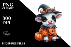Watercolor Baby Cow Dressed for Halloween | Product Image 3