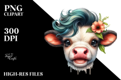 Funny Baby Cow with Cool Hair, Transparent PNG Product Image 2