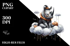 Rhino Dressed for Halloween on Cloud PNG Product Image 2