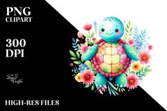 Colorful Floral Turtle | Clipart Product Image 3