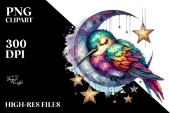Vibrant Baby Hummingbird Sleeping on the Moon Product Image 2