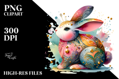 Colorful Wooden Bunny Golden Insertions PNG Product Image 2