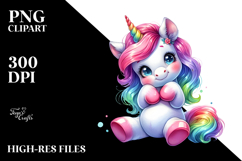 Cute Vibrant Unicorn in Style, PNG Product Image 2