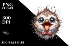 Cute Bird with Bow Tie PNG Product Image 2