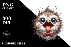 Cute Bird with Bow Tie PNG Product Image 2