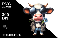 Expressive Standing Cow with Sunglasses in Raincoat | Product Image 2