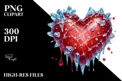 Glossy Red Heart on Splashy Background PNG Product Image 2