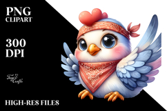 Watercolor Funny Baby Hen Dove with Bandana, Transparent PNG Product Image 2