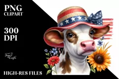 Patriotic Cow | Sun Flower | Clipart Product Image 3