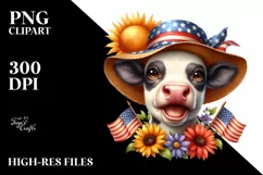 Patriotic Cow| Sun Flower | Clipart Product Image 3